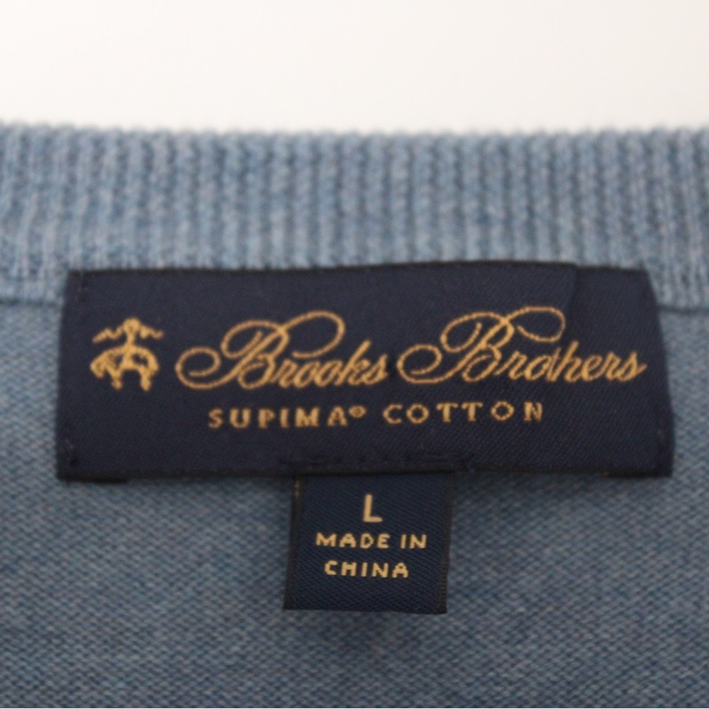 BROOKS BROTHERS Men's Supima Cotton V-neck Sweater - Picture 2 of 3